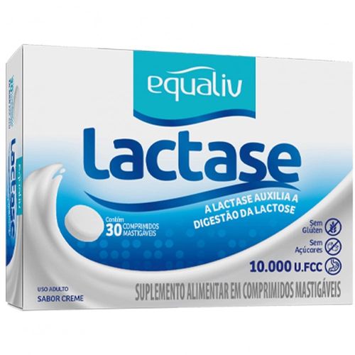 Lactase 10,000FCC Sabor Creme com 30 Comprimidos Mastigáveis