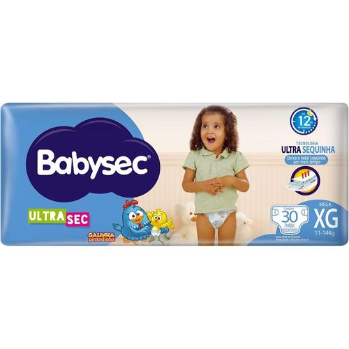 Fraldas Descartáveis Babysec Ultrasec Galinha Pintadinha Tamanho XG com 30 Unidades