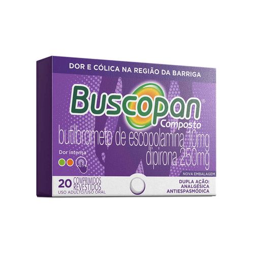 Buscopan Composto 10mg + 250mg com 20 Comprimidos Revestidos