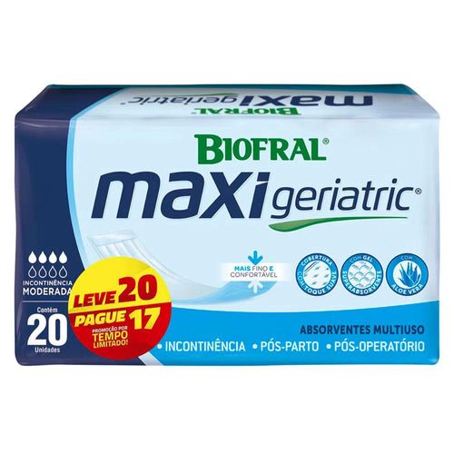 Absorvente Biofral Geriátrico Maxi Pague 17 e Leve 20 Unidades