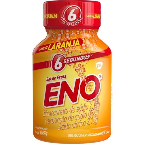 Sal de Frutas Eno Pó Efervescente de Uso Oral Sabor Laranja Frasco 100g