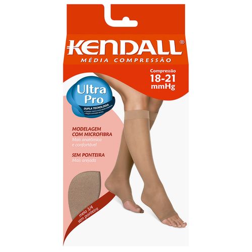 Meia Feminina 3/4 Kendall Média Compressão sem Ponteira G Bege com 1 Par