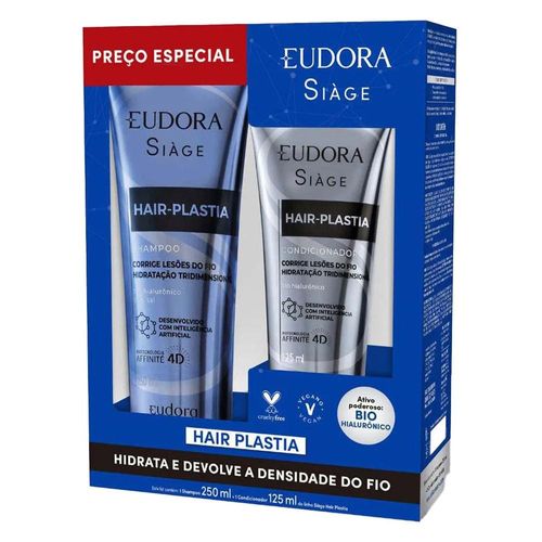 Kit Siàge Eudora Hair Plastia com 1 Shampoo 250ml + 1 Condicionador 125ml