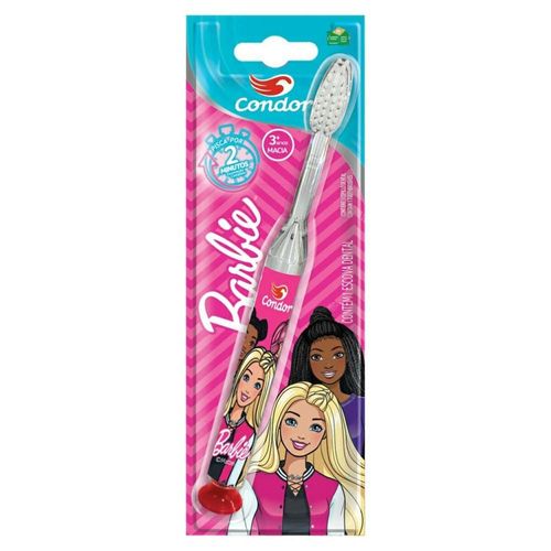 Escova Dental Infantil Condor Barbie com Luz de Led com 1 Unidade