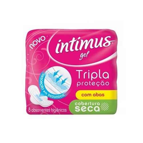 Absorvente Intimus Gel Cobertura Seca com Abas com 8 Unidades