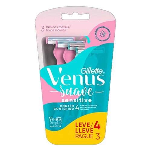 Kit Gillette Vênus Lâmina Depilatória Feminina Sensitive Pague 3 e Leve 4 Unidades