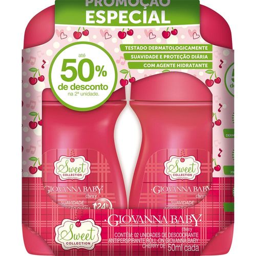 Desodorante Roll-On Cherry Giovanna Baby com 2 Unidades com 50ml