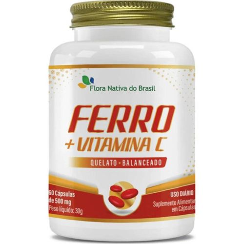 Ferro Quelato + Vitamina C Flora Nativa com 60 Cápsulas