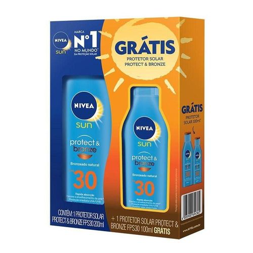 Kit Nivea Protect Bronze com 1 Protetor Solar FPS 30 200ml + 1 Protetor Solar FPS 30 100ml