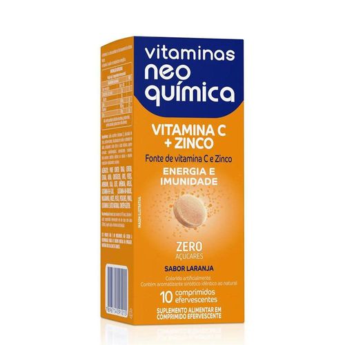 Vitamina C + Zinco Neo Química Sabor Laranja com 10 Comprimidos Efervescentes