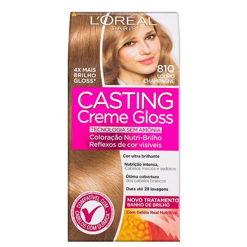 Coloração Permanente Casting Creme Gloss N° 810 Louro Champagne L'Oréal com 1 Unidade