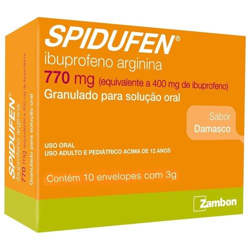Spidufen 770mg/g Granulado de Uso Oral Sabor Damasco com 10 Envelopes com 3g