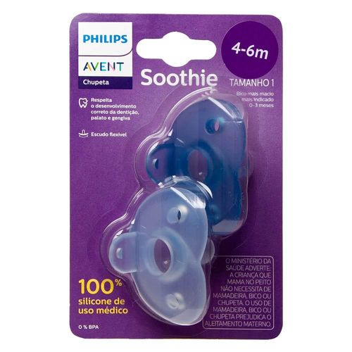 Chupeta Philips Avent Soothie Cor Azul 4-6 Meses com 1 Unidade