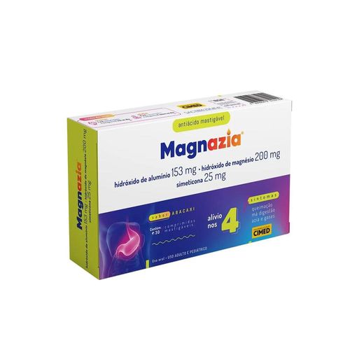 Magnazia 153mg + 200mg + 25mg com 2 Blísteres com 10 Comprimidos Mastigáveis