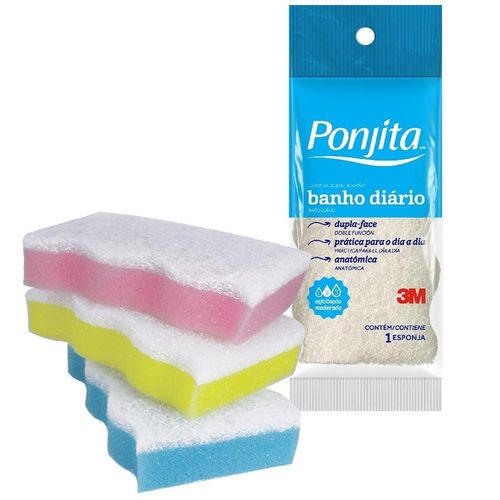 Esponja para Banho Dupla Face Anatômica Ponjita com 1 Unidade