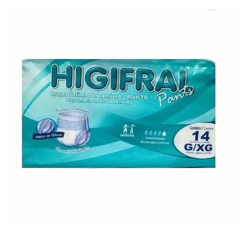 Fralda Geriátrica Descartável HigiFral Pants G/XG com 14 Unidades