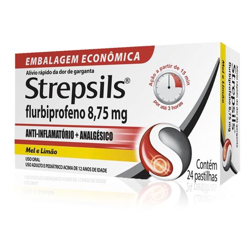 Strepsils 8,75mg Sabor Mel e Limão com 24 Pastilhas