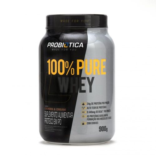 100% Pure Whey Probiótica Sabor Cookies & Cream 900g