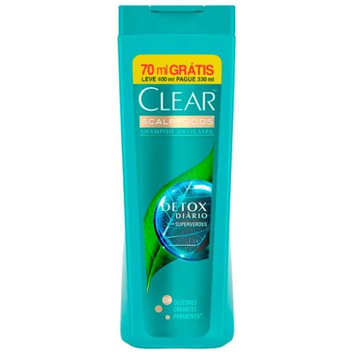 Shampoo Anticaspa Clear Men Detox Diário Pague 330ml e Leve 400ml