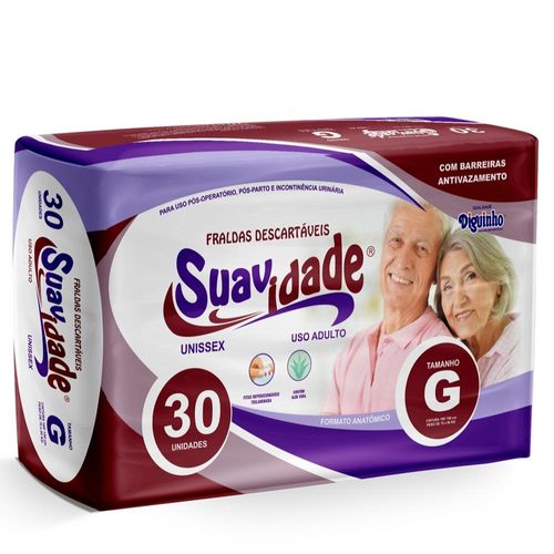 Fralda Descartável Adulto Diguinho Suavidade G com 30 Unidades