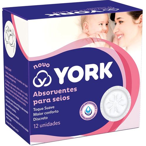 Absorventes York para Seios Toque Suave com 12 Unidades