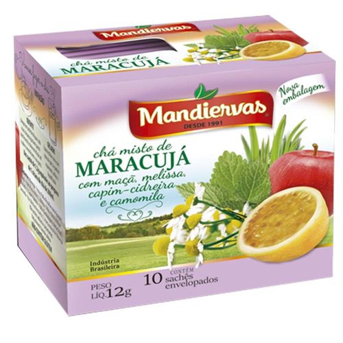 Chá Mandiervas Misto de Marácuja com Melissa e Camomila com Maçã e Capim Cidreira com 10 Sachês com 1.2g