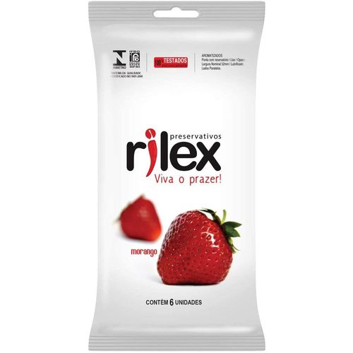 Preservativo Rilex Morango Largura Nominal 52mm com 6 Unidades