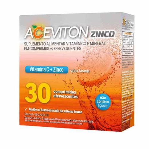 Aceviton Zinco Sabor Laranja com 30 Comprimidos Efervescentes