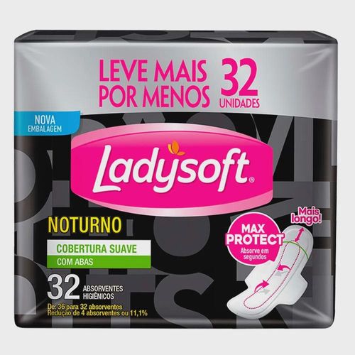 Absorventes Noturnos Suave com Abas Ladysoft Pague 7 Leve 8 Unidades