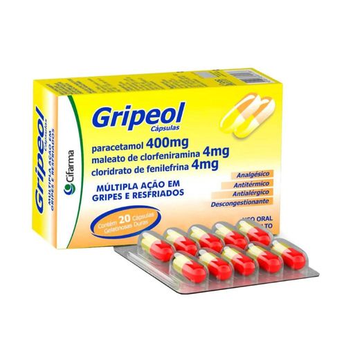 Gripeol 400mg + 4mg + 4mg com 20 Cápsulas
