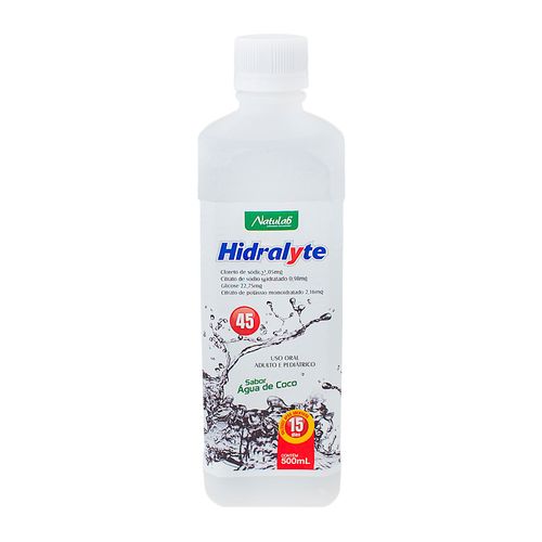 Hidralyte 2,05mg/ml + 0,98mg/ml + 22,75mg/ml + 2,16mg/ml Solução de Uso Oral Sabor Água de Coco Frasco 500ml