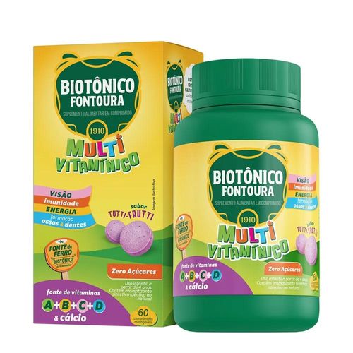 Multivitamínico Infantil Biotônico Fontoura Tutti-Frutti com 60 Comprimidos Mastigáveis