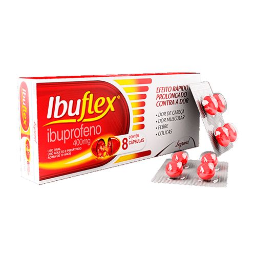 Ibuflex 400mg com 8 Cápsulas Gelatinosas Moles