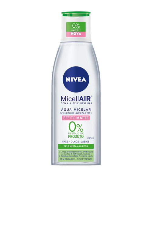 Água Micelar Nivea Micellair Solução De Limpeza 7 Em 1 Efeito Matte 200ml
