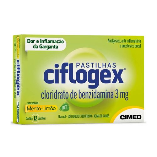 Ciflogex 3mg Sabor Menta e Limão Diet com 12 Pastilhas