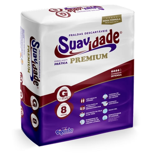 Suavidade Fralda Geriátrica Premium Tamanho G com 48 Unidades
