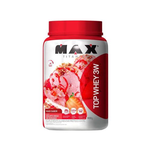 Top Whey 3W Sabor Morango Max Titanium 900g