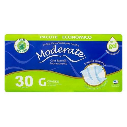 Fralda Geriátrica Descartável Moderate G com 30 Unidades