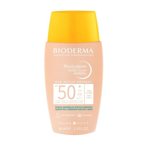 Protetor Solar Bioderma Photoderm Nude Touch FPS 50+ Muito Claro para Pele Oleosa 40ml