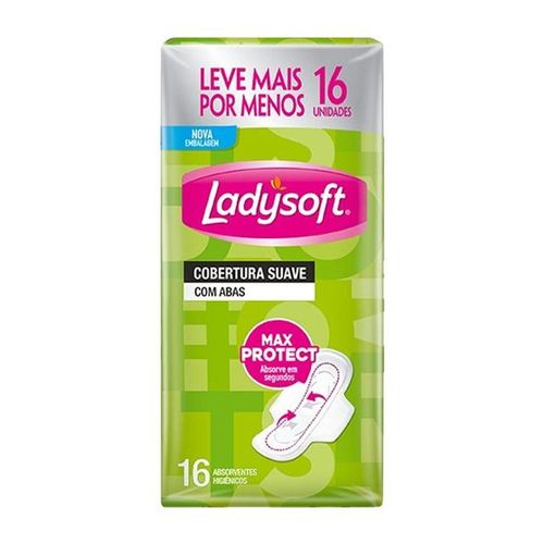 Absorvente Ladysoft Max Protect Cobertura Suave com Abas com 16 Unidades