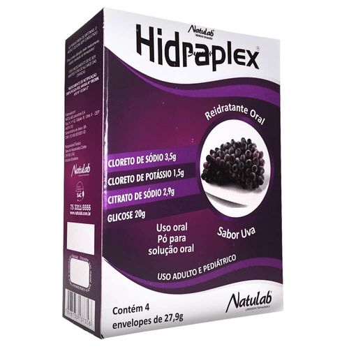 Hidraplex Pó para Solução de Uso Oral Sabor Uva com 4 Envelopes com 27,9g