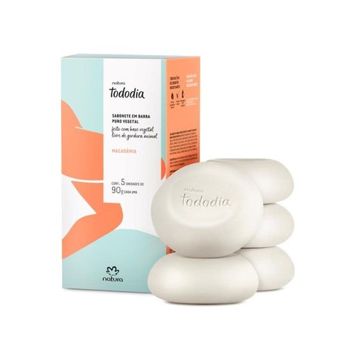 Sabonetes em Barra Puro Vegetal Natura Tododia Macadâmia com 5 Unidades com 90g