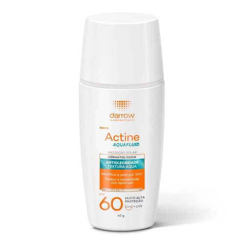 Protetor Solar Darrow Actine Aquafluid FPS60 Tom 1.5 Claro/Médio 40g