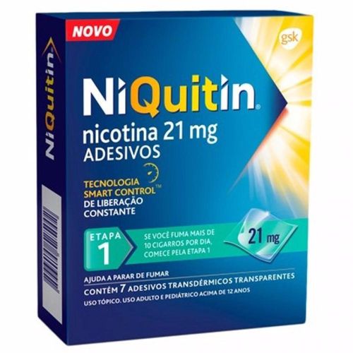Niquitin 21mg com 7 Adesivos Transdérmicos Transparentes
