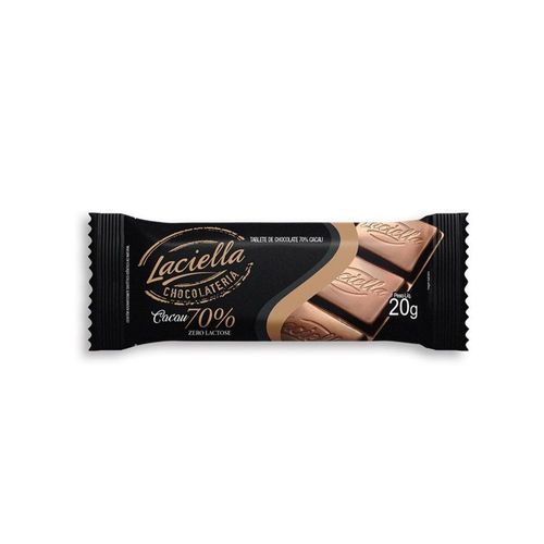 Laciella Sabor Chocolate em Barra 70% Cacau Zero Açúcar 20g