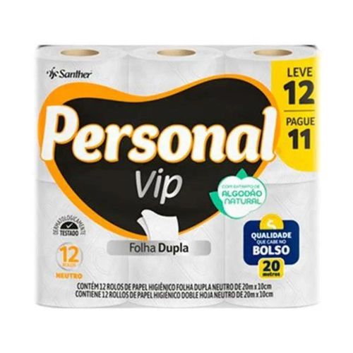 Papel Higiênico Personal Neutro Folha Dupla 20m com 12 Unidades