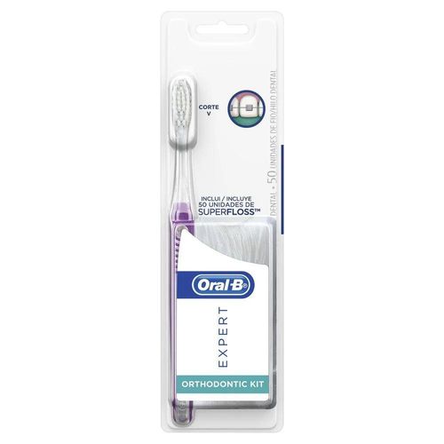 Kit Escova Dental Oral-B Expert Ortodôntica com 1 Unidade + Fio-Dental Superfloss com 50 Unidades
