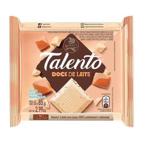 Chocolate Garoto Talento Branco Doce de Leite 85g