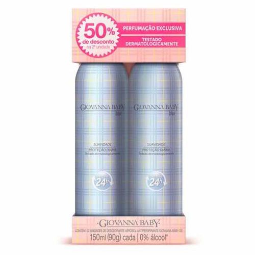 Kit Desodorante Aerosol Giovanna Baby Blue com 2 Unidades com 150ml