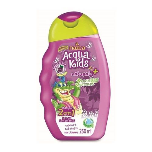 Shampoo e Condicionador 2 em 1 Infantil Uva e Aloe Vera Acqua Kids 250ml
